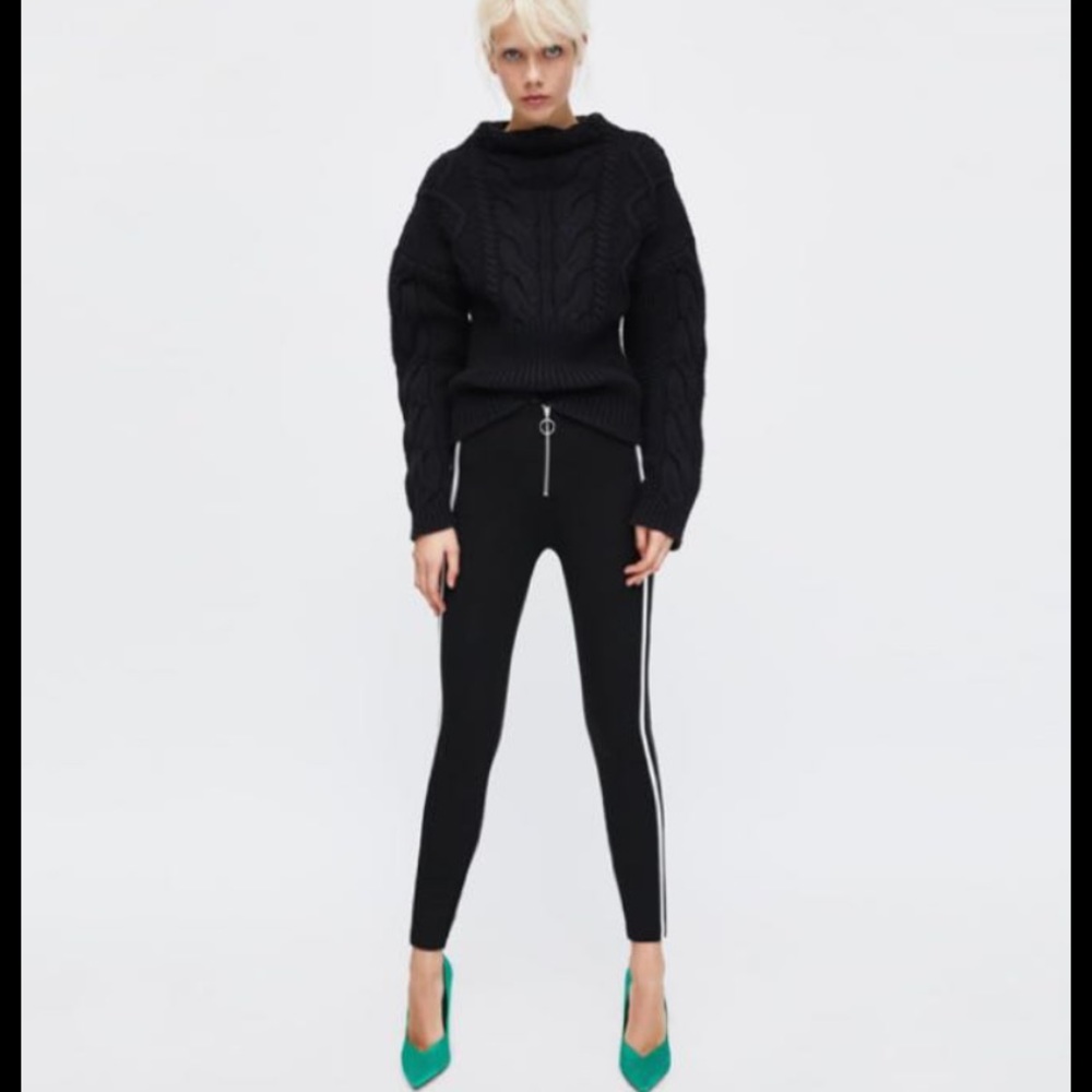 Zara Black Striped Leggings